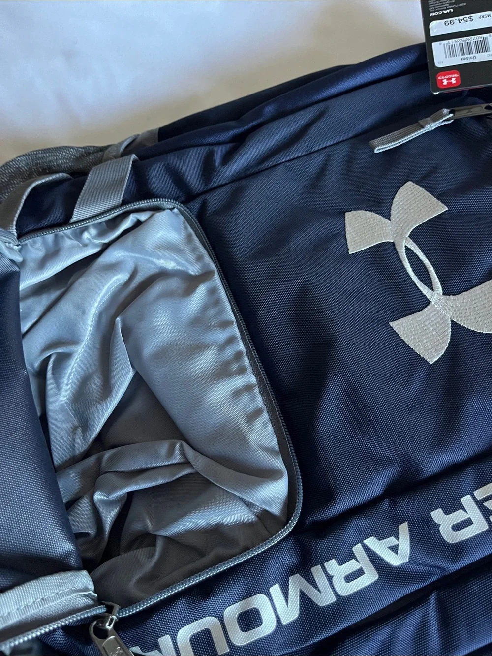 Under Armour UA Team Hustle Storm Backpack Navy Blue Unisex Laptop School Bag